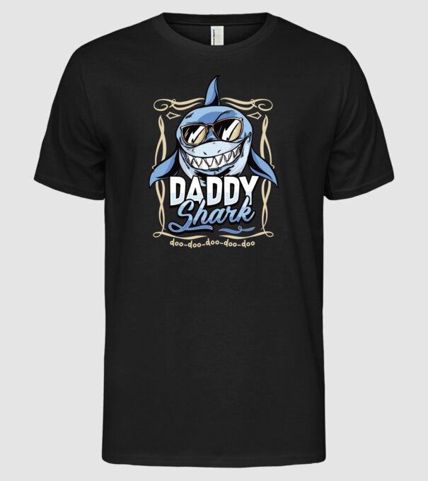 Daddy Shark model negru pe tricou