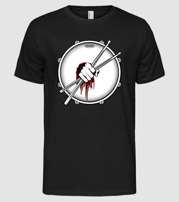 dedicated drummer model negru pe tricou