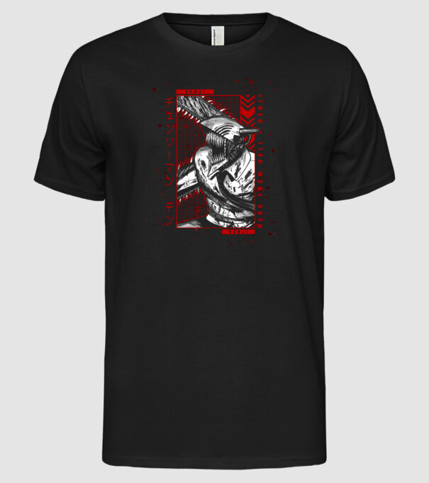Denji Chainsaw man model negru pe tricou