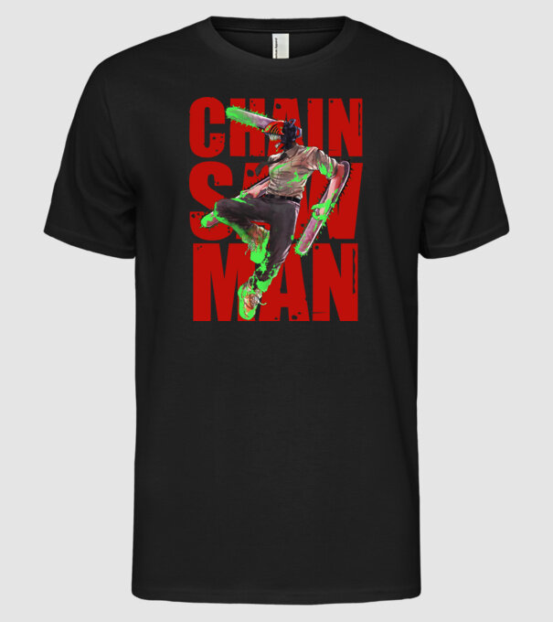 Denji chainsaw man concept model negru pe tricou