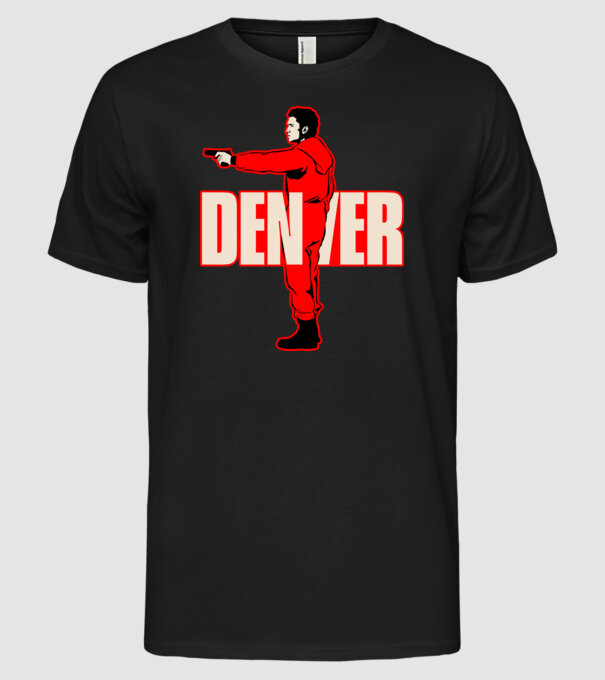 denver la casa de papel model negru pe tricou