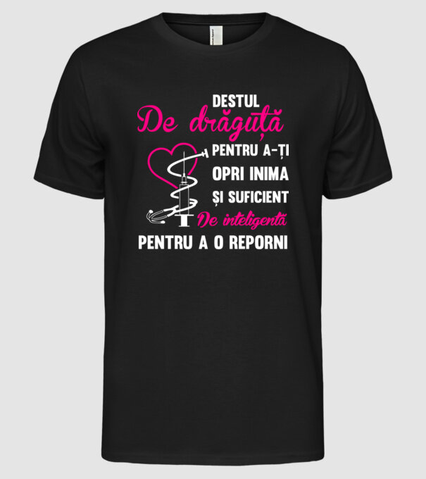 Destul de drăguță pentru a-ți opri inima și destul de inteligentă pentru a o reporni model negru pe tricou
