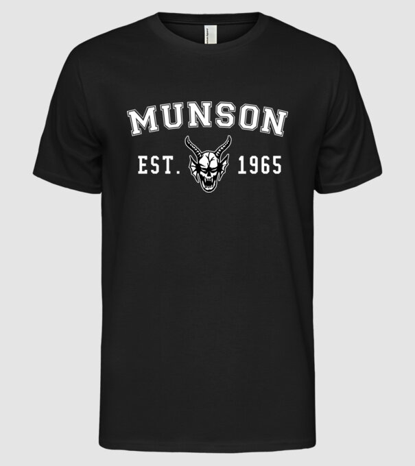 eddi munson est 1965 model negru pe tricou