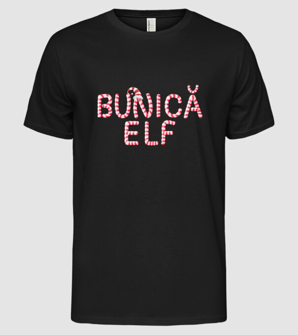 bunică elf model negru pe tricou