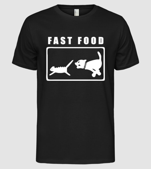 fast food model negru pe tricou