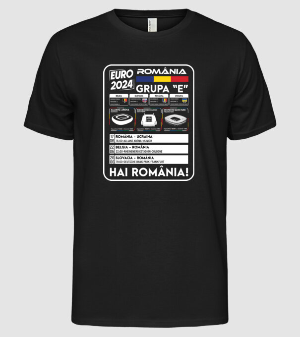 Fotbal Calendar Euro 2024 model negru pe tricou