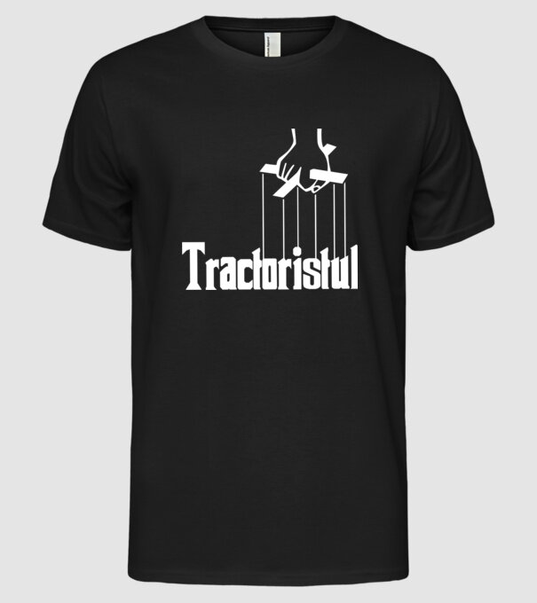 Tractoristul model negru pe tricou