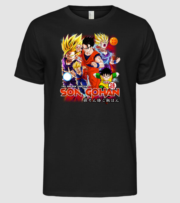 gohan dragonball model negru pe tricou