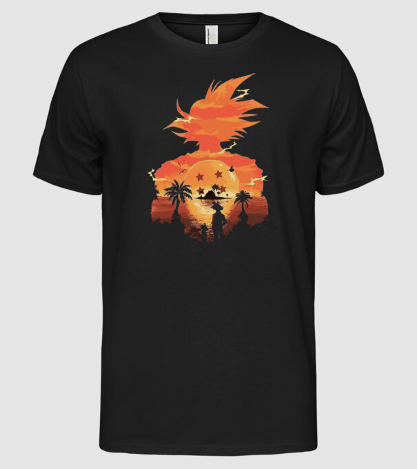 goku sunset 2 model negru pe tricou