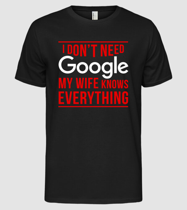 Google wife model negru pe tricou