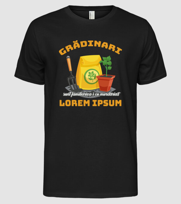 Grădinari model negru pe tricou