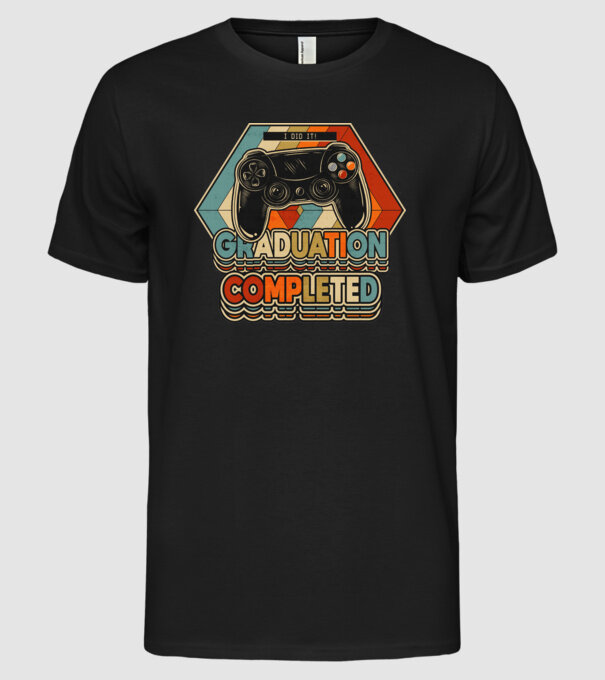 Graduatuion completed retro model negru pe tricou
