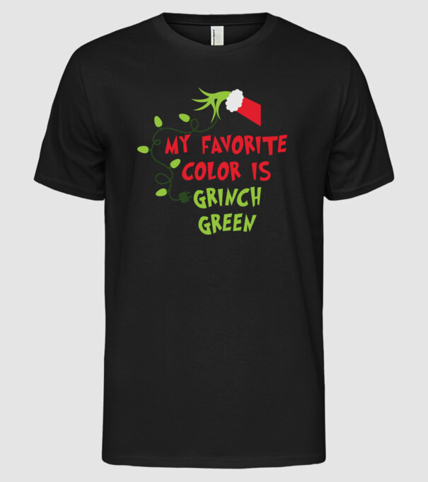 Grinch Green model negru pe tricou