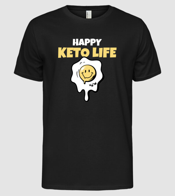 HAPPY KETO LIFE model negru pe tricou