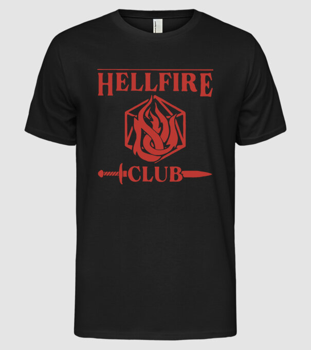 hellfire club 85 model negru pe tricou