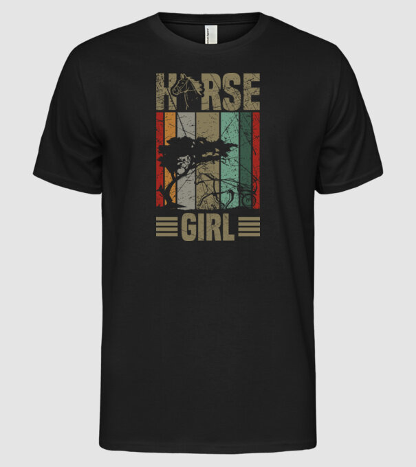Horse girl model negru pe tricou