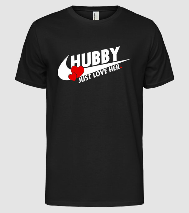 Hubby Just love her alb model negru pe tricou
