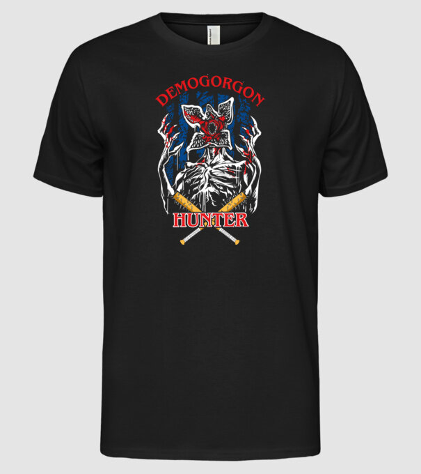 Demogorgon hunter model negru pe tricou