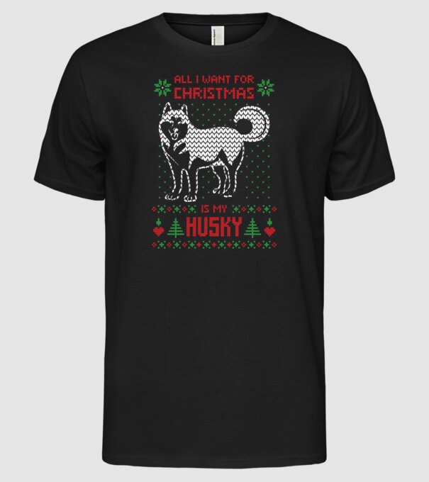 Husky model negru pe tricou