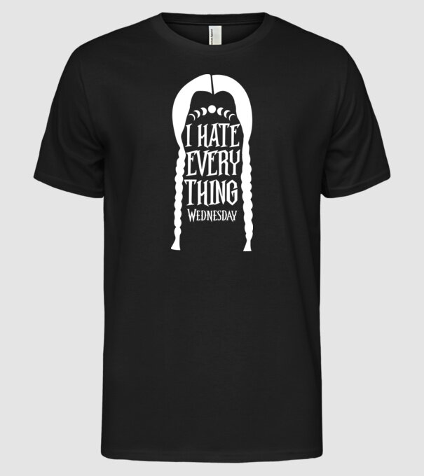 I hate everything model negru pe tricou