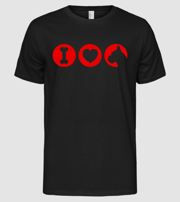 I Love Boxer model negru pe tricou