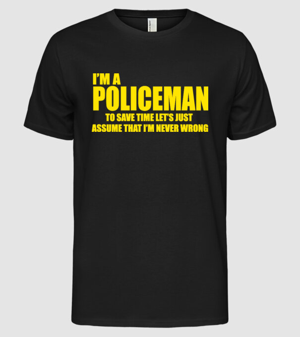 'I''m a policeman' model negru pe tricou