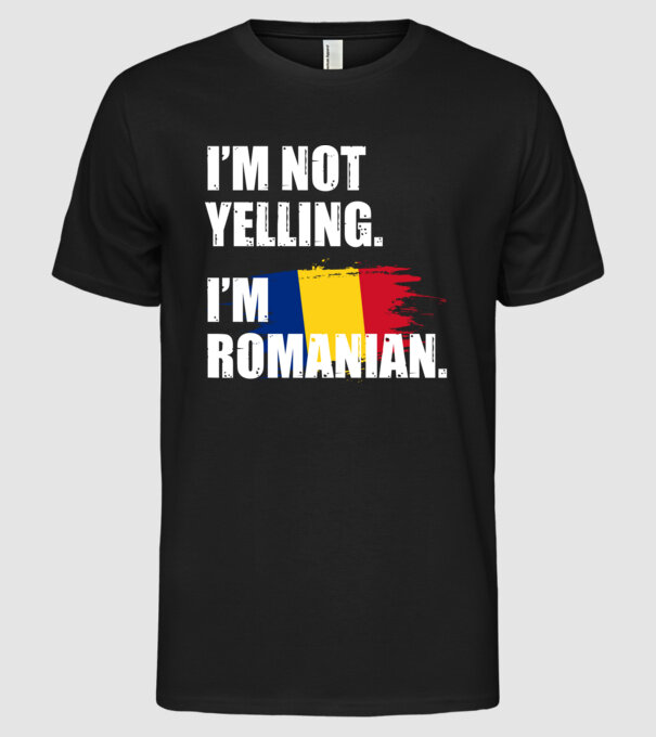 I'm not yelling model negru pe tricou