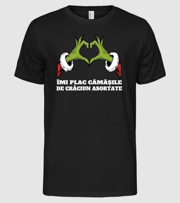 Îmi plac cămășile de crăciun asortate negru model negru pe tricou