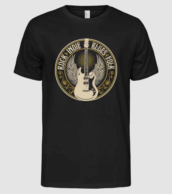 Indie rock model negru pe tricou