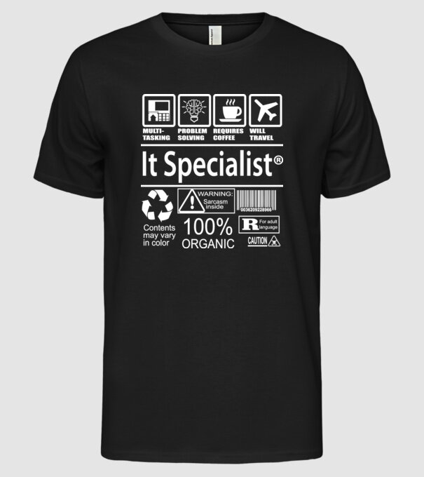 IT specialist model negru pe tricou