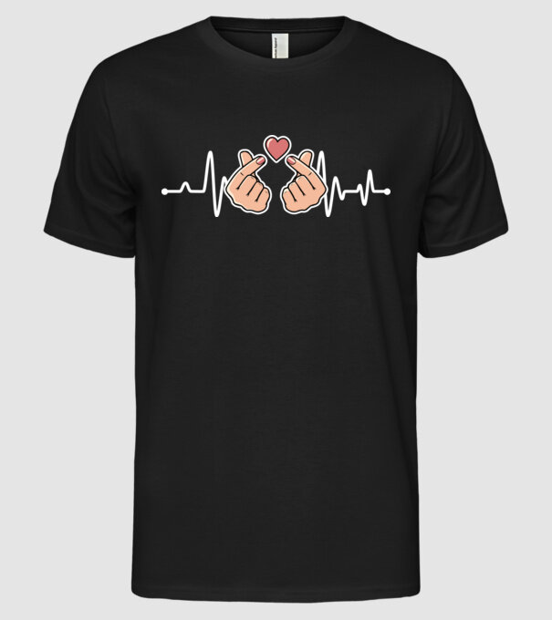 Kpop heartbeat model negru pe tricou