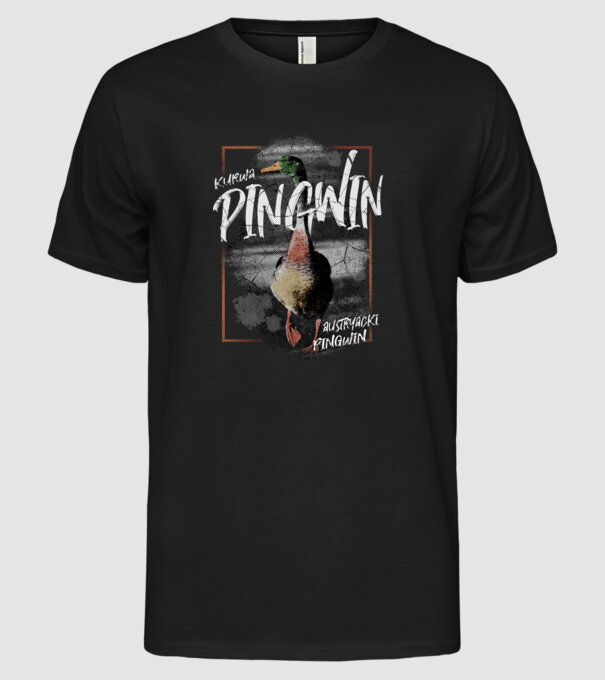 Kurwa pingwin model negru pe tricou