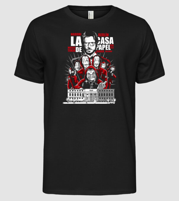 la casa de papel family model negru pe tricou