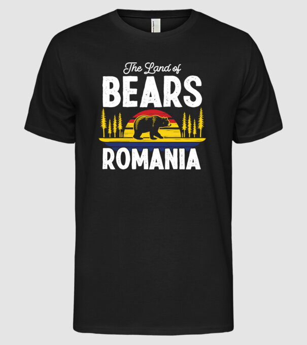 Land of Bears model negru pe tricou