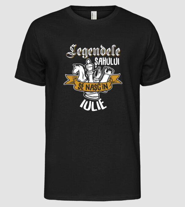 Legendele șahului se nasc în iulie model negru pe tricou