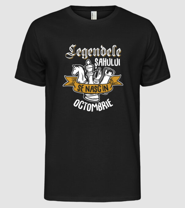 Legendele șahului se nasc în octombrie model negru pe tricou