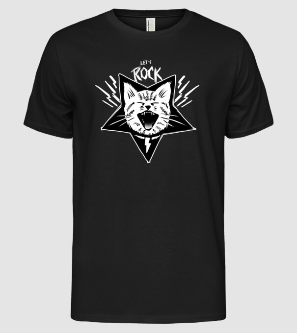 Let's rock model negru pe tricou