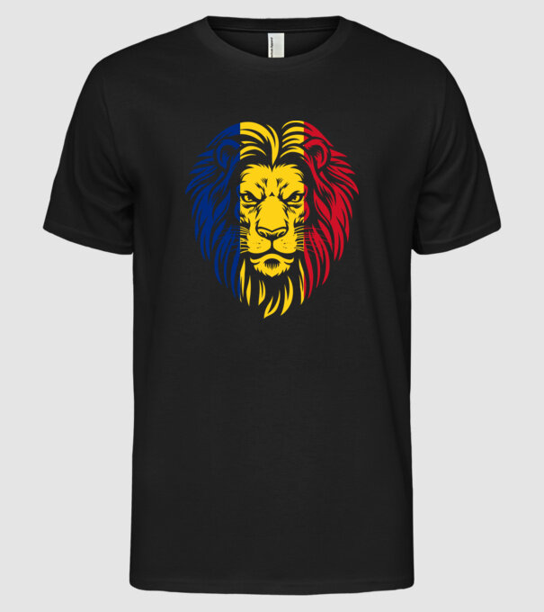 Leul românesc model negru pe tricou