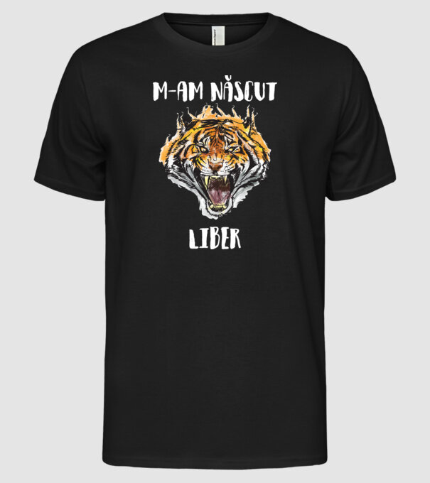 m-am născut liber model negru pe tricou