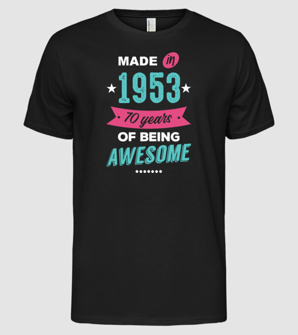 Made in 1953 model negru pe tricou