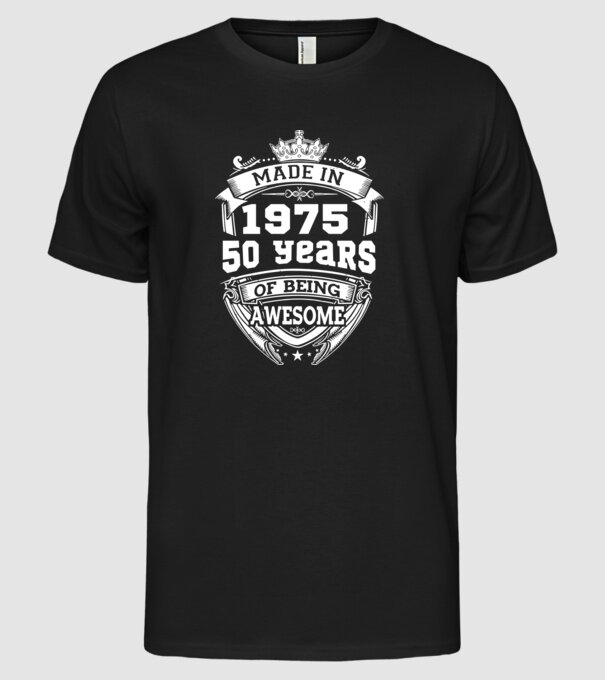 Made in awesome 1975 model negru pe tricou
