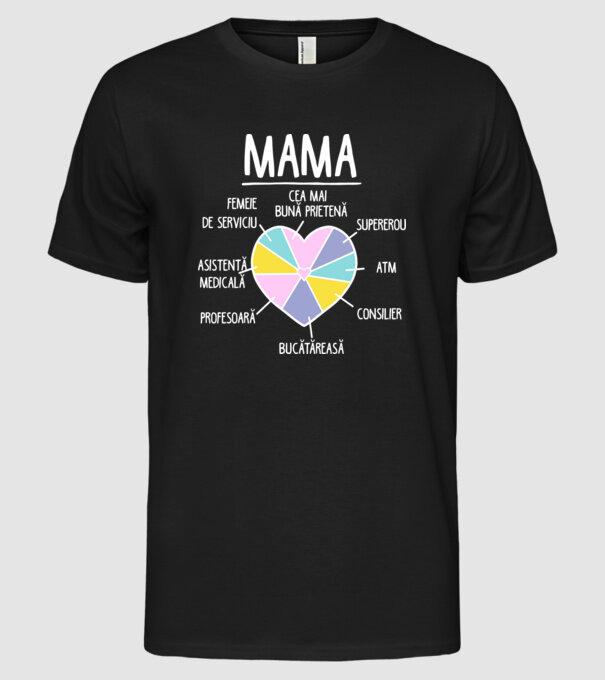Mama cea mai bună prietenă, supererou model negru pe tricou