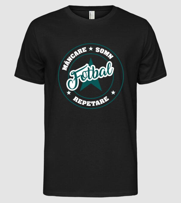 mâncare somn repetare FOTBAL model negru pe tricou