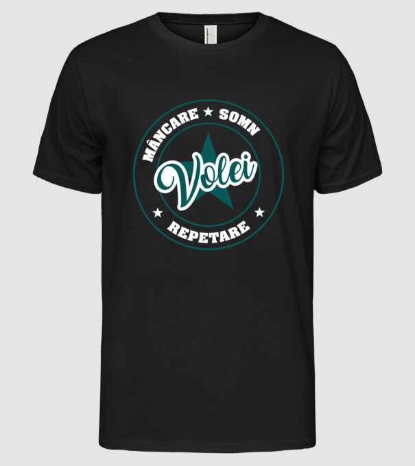mâncare somn repetare VOLEI model negru pe tricou