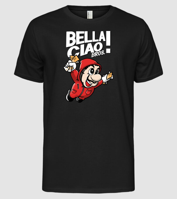 mario la casa de papel model negru pe tricou