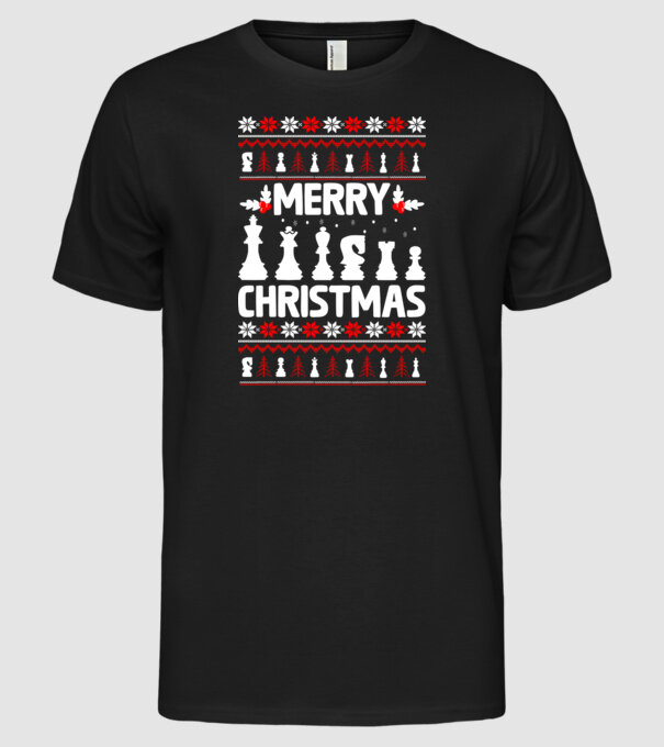merry chessmass 2 model negru pe tricou