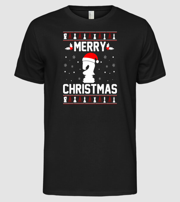 merry chessmass 3 model negru pe tricou