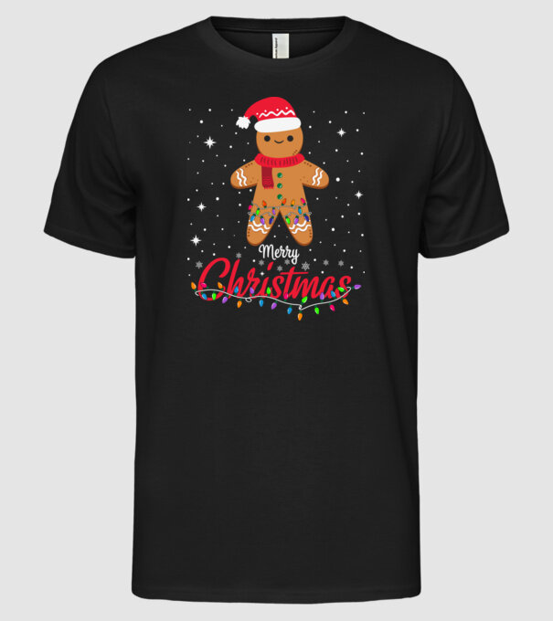 Merry christmas cookie model negru pe tricou