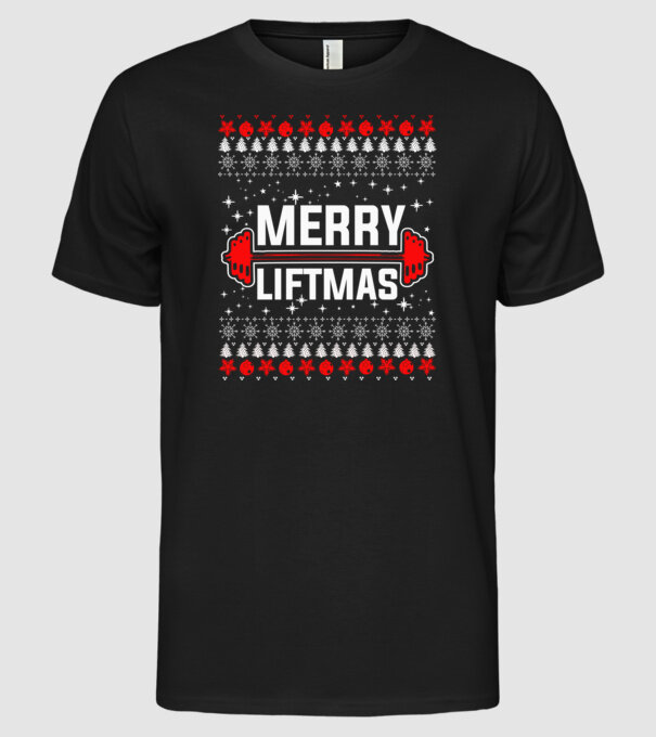 Merry liftmas 1 model negru pe tricou