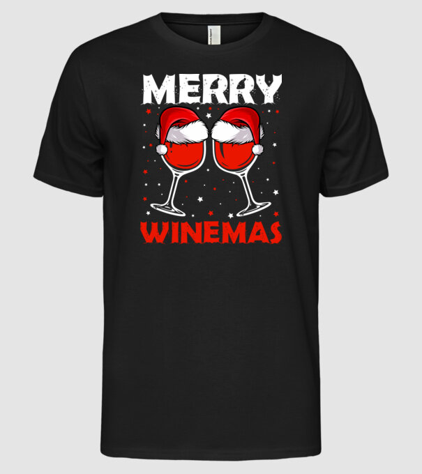Merry winemas model negru pe tricou